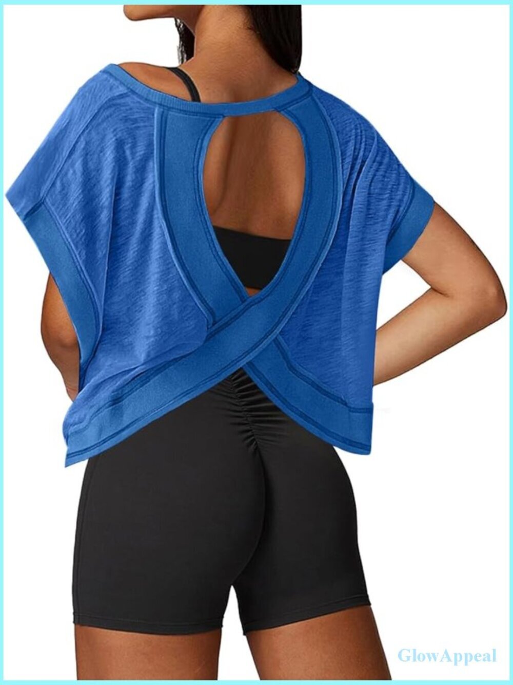 Loose Fit Athletic Crop Tee Open Back Short Sleeve